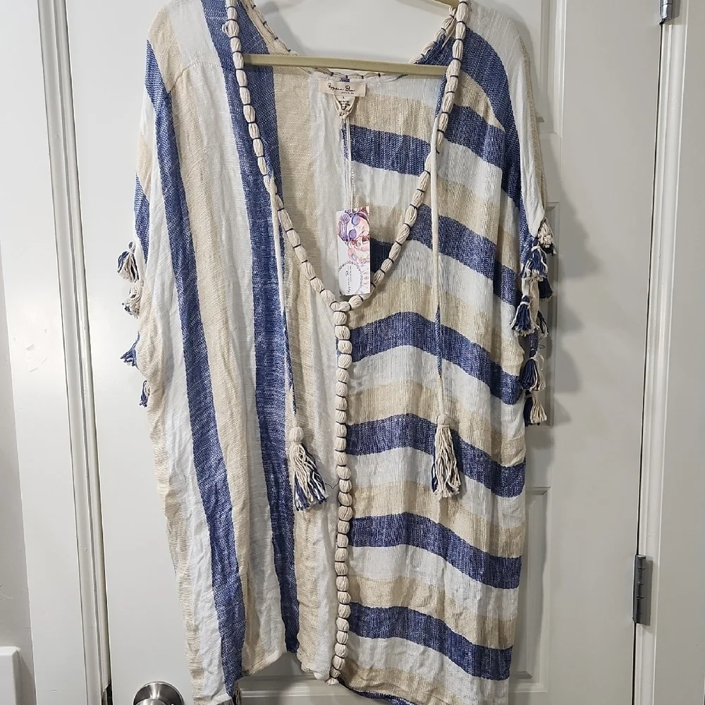 GypsieBlu Striped Swim Coverup